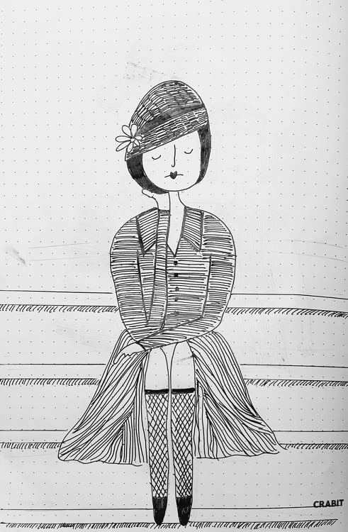Drawing girl waiting