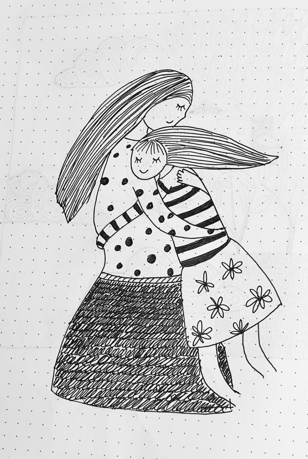Drawing mother daughter 1