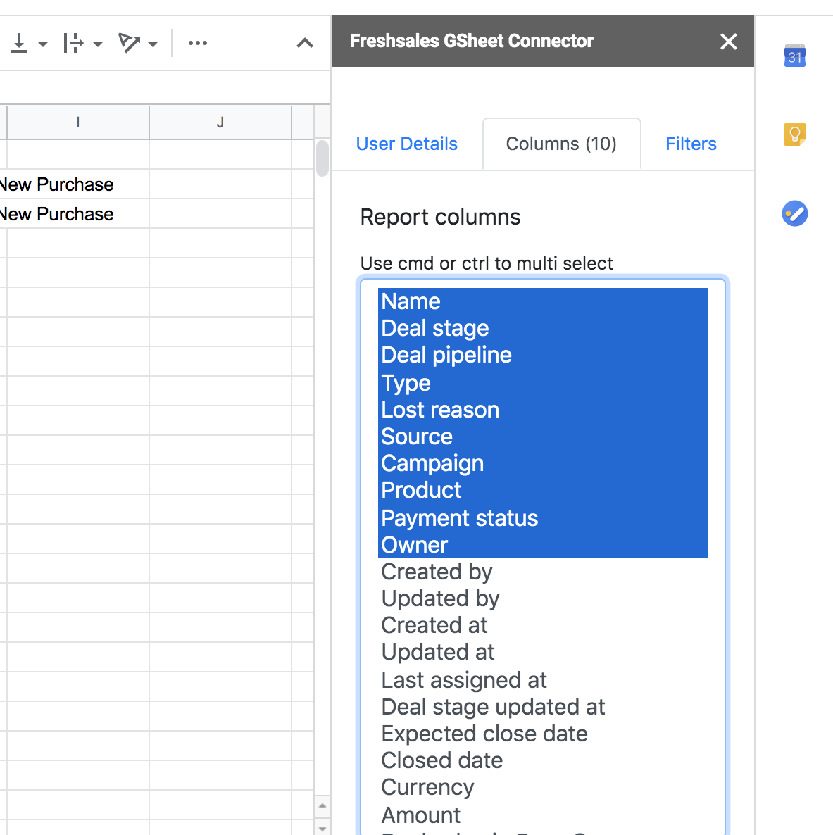 Freshsales Google Sheet Connector How to use