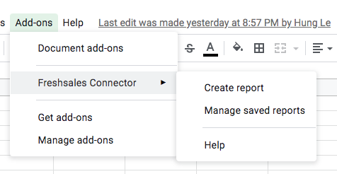 How to access Freshsales GSheet Connector