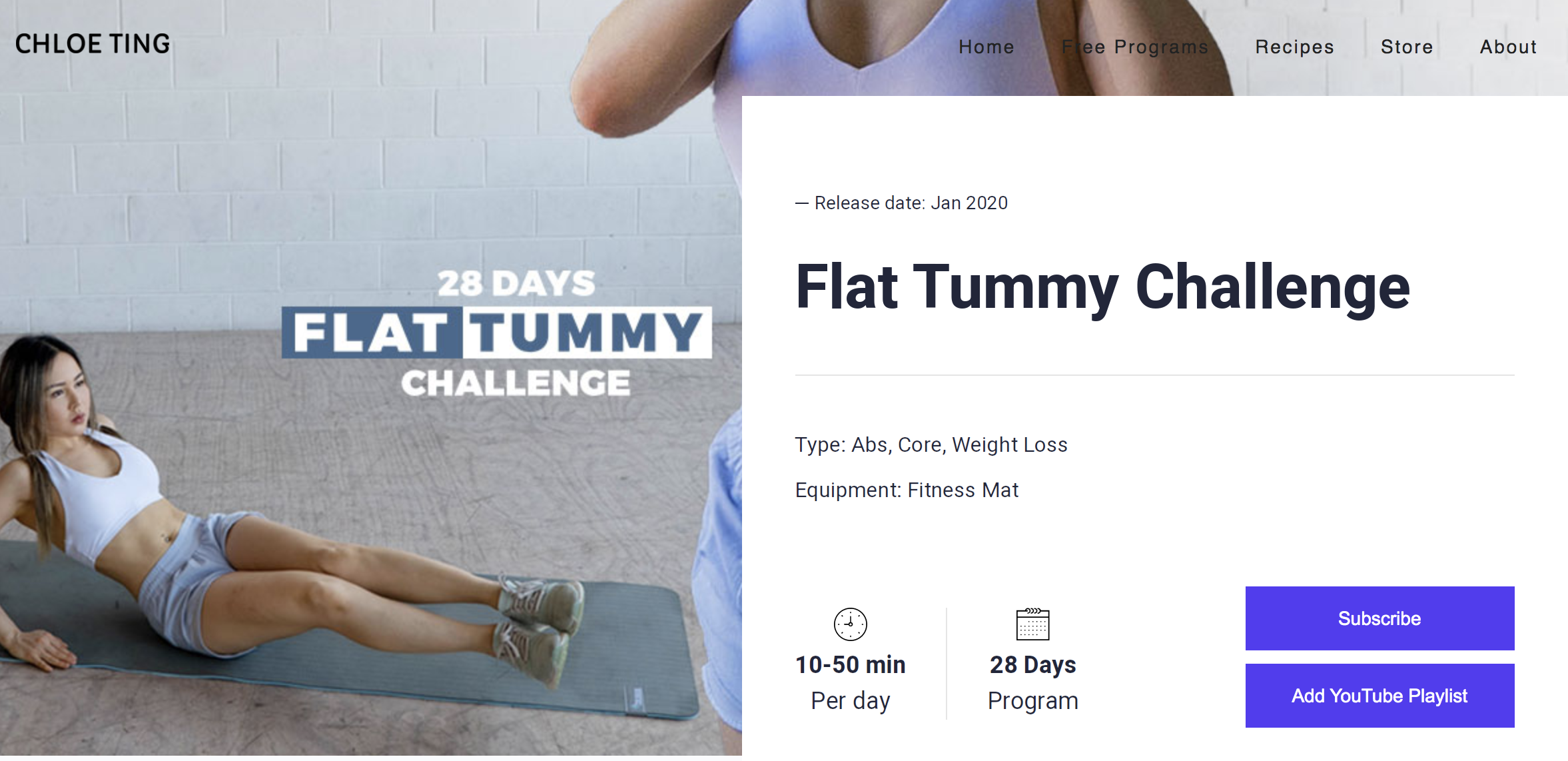 Chloe Ting 28 days flat tummy challenge